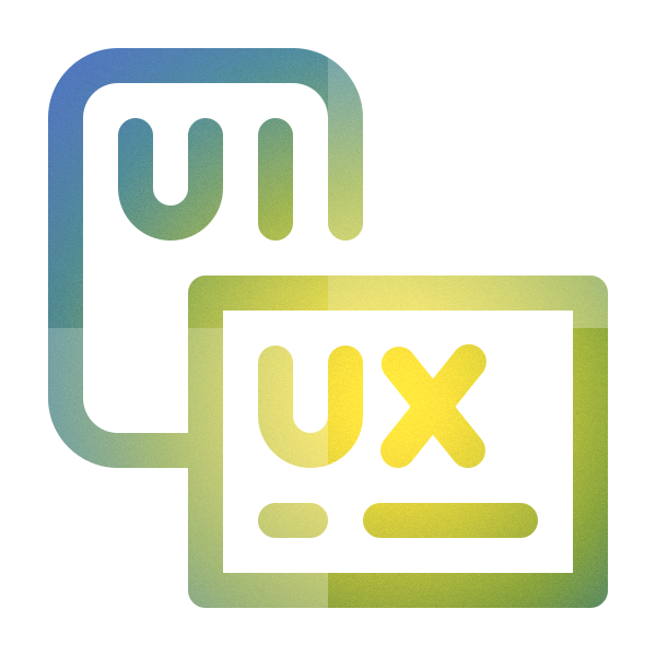 Icone UX/UI réalisé en utilisant la palette de couleurs du site de designer UX Yevhen SHLYKOV à Bordeaux
